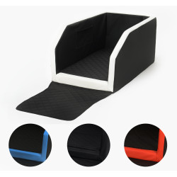 Transportín para perro en el asiento trasero con colchón y cinturón de seguridad 55x100 cm